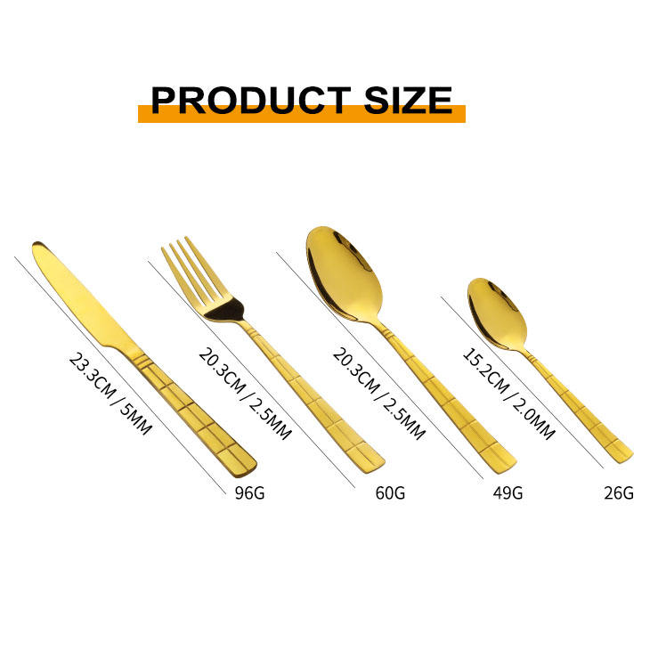 China Dinnerware Set 2024 Gold Golden 24 Pieces Dinner Metal Stainless Steel Cutlery Set with logo