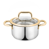 Goldensea 6pcs Stainless Steel Cookware Set Induction Casserole Pan With Gold Color Hollow Handle